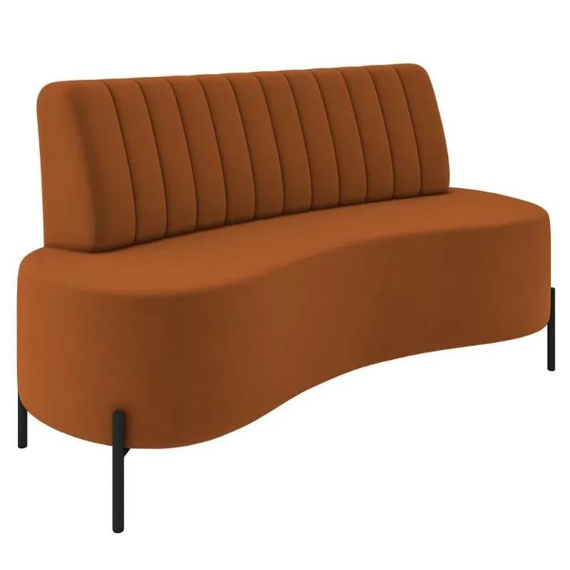 Sofá 2 Lugares 135cm Pés Aço Preto Tamar K04 Veludo Terracota - Mpozenato