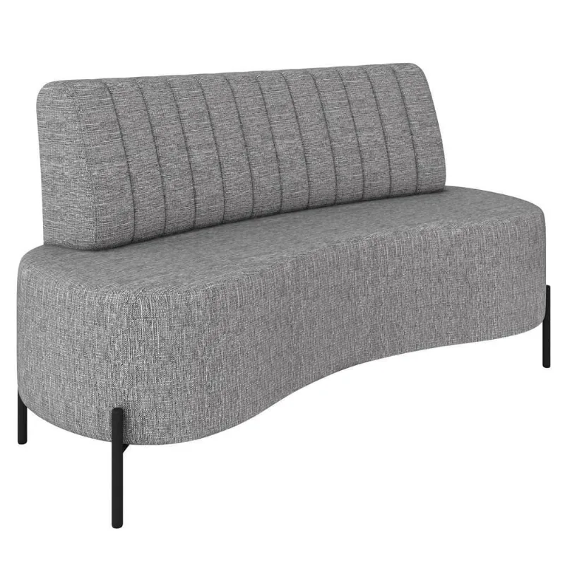 Sofá 2 Lugares 135cm Pés Aço Preto Tamar K04 Linho Cinza - Mpozenato
