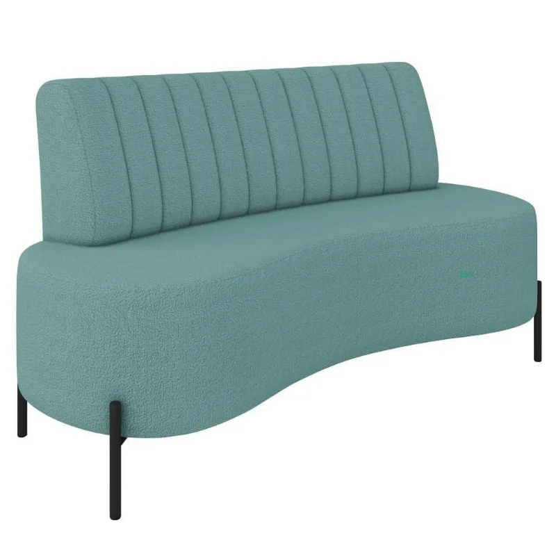 Sofá 2 Lugares 135cm Pés Aço Preto Tamar Z08 Boucle Azul - Mpozenato