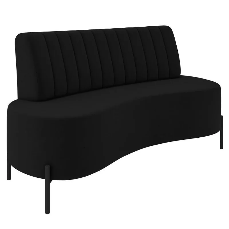 Sofá 2 Lugares 160cm Pés Aço Preto Tamar Z08 Veludo Preto - Mpozenato
