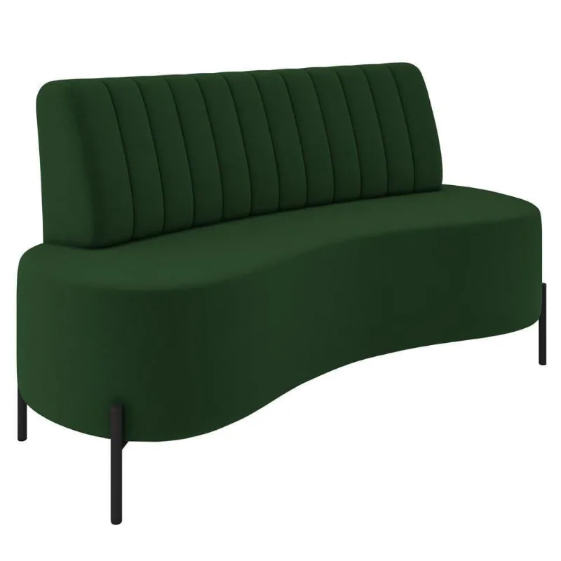 Sofá 2 Lugares 160cm Pés Aço Preto Tamar Z08 Veludo Verde - Mpozenato