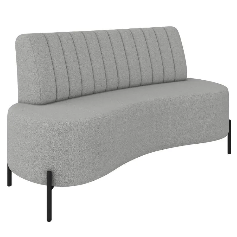 Sofá 2 Lugares 160cm Pés Aço Preto Tamar Z08 Boucle Cinza - Mpozenato