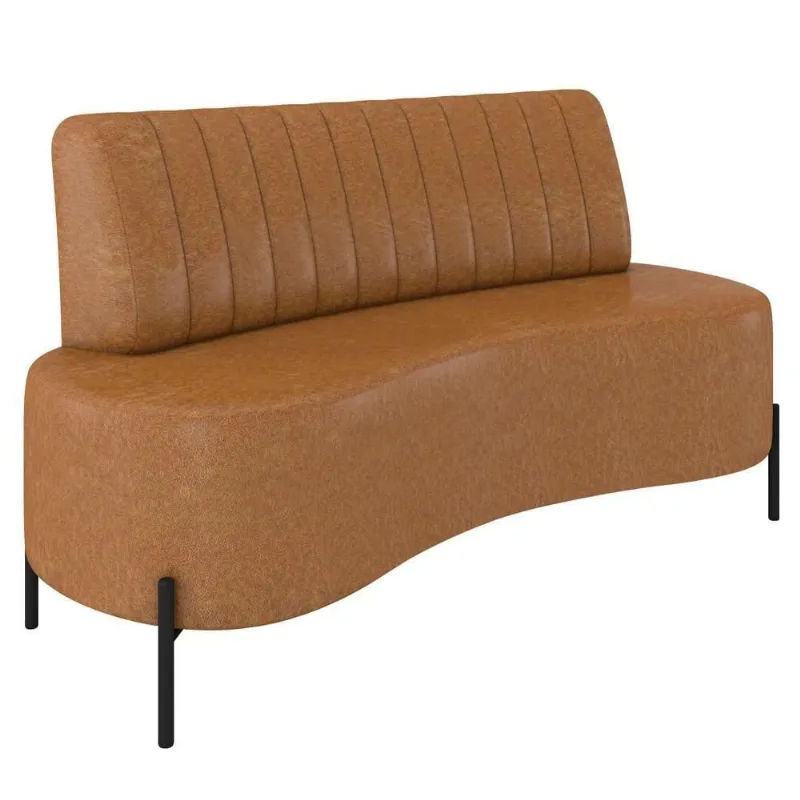 Sofá 2 Lugares 160cm Pés Aço Preto Tamar Z08 Sintético Camel - Mpozenato