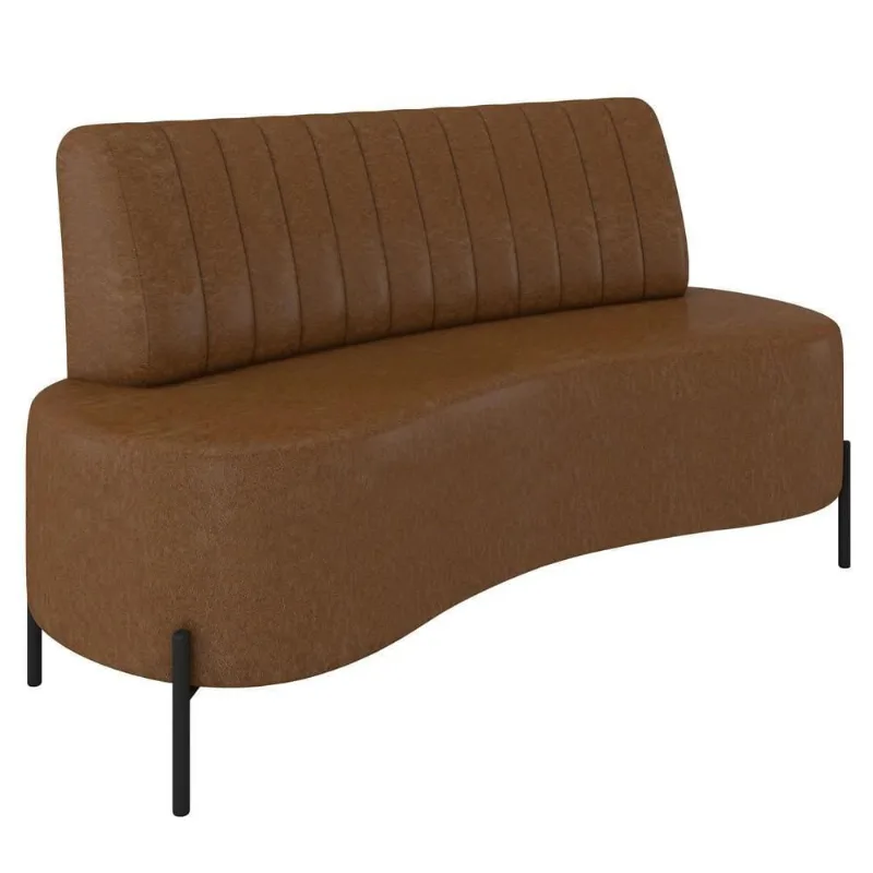 Sofá 2 Lugares 160cm Pés Aço Preto Tamar Z08 Sintético Marrom - Mpozenato