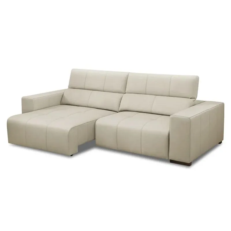 Sofá Retrátil Reclinável 3 Lugares 230cm Mare L08 Couro Off - Mpozenato