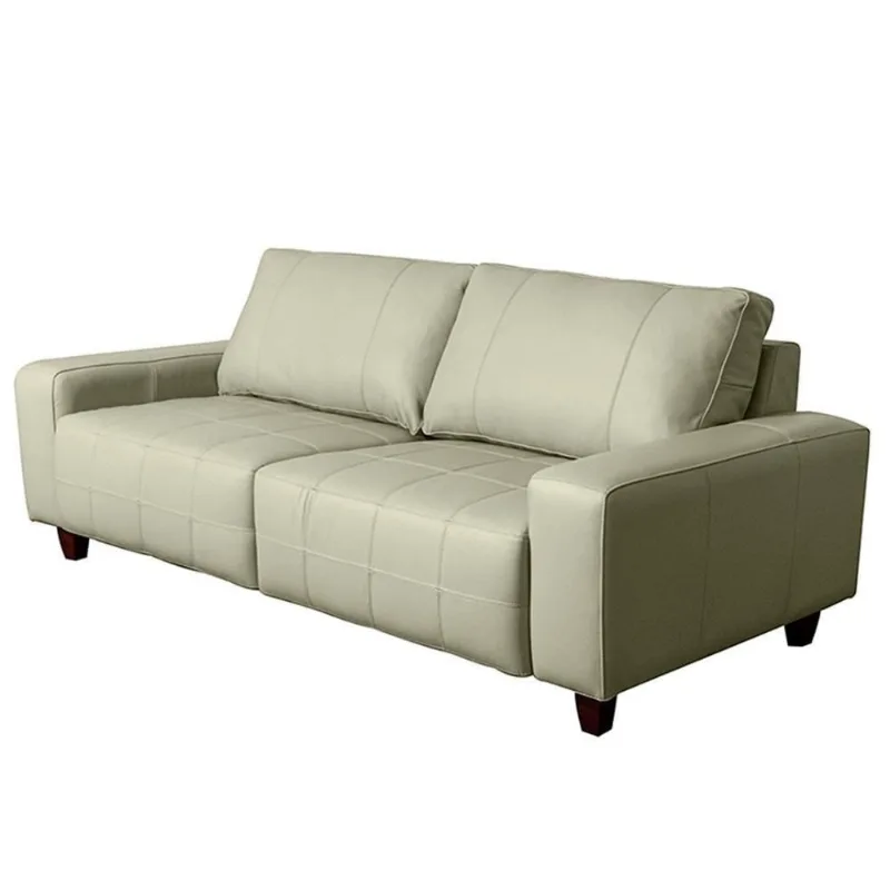 Sofá 3 Lugares Living Pés Madeira 240cm Phill S07 Couro Off - Mpozenato