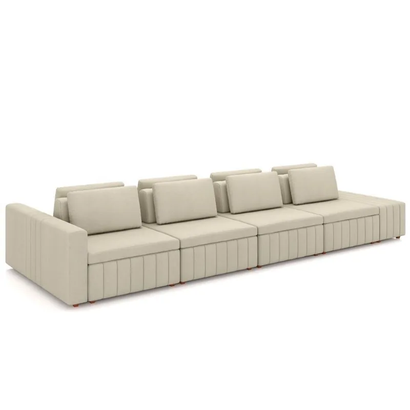 Sofá Ilha E Puff Sala Living 465cm Siesta M22 Linho Areia - Mpozenato