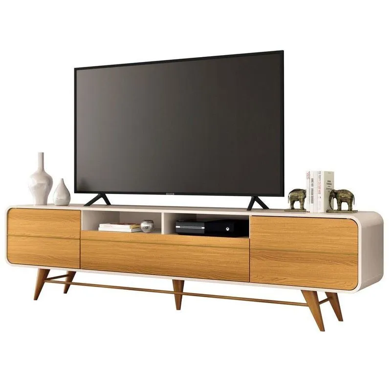 Rack Bancada De Tv 85 Pol 220cm áureo H01 Off White/cinamomo - Mpozenato
