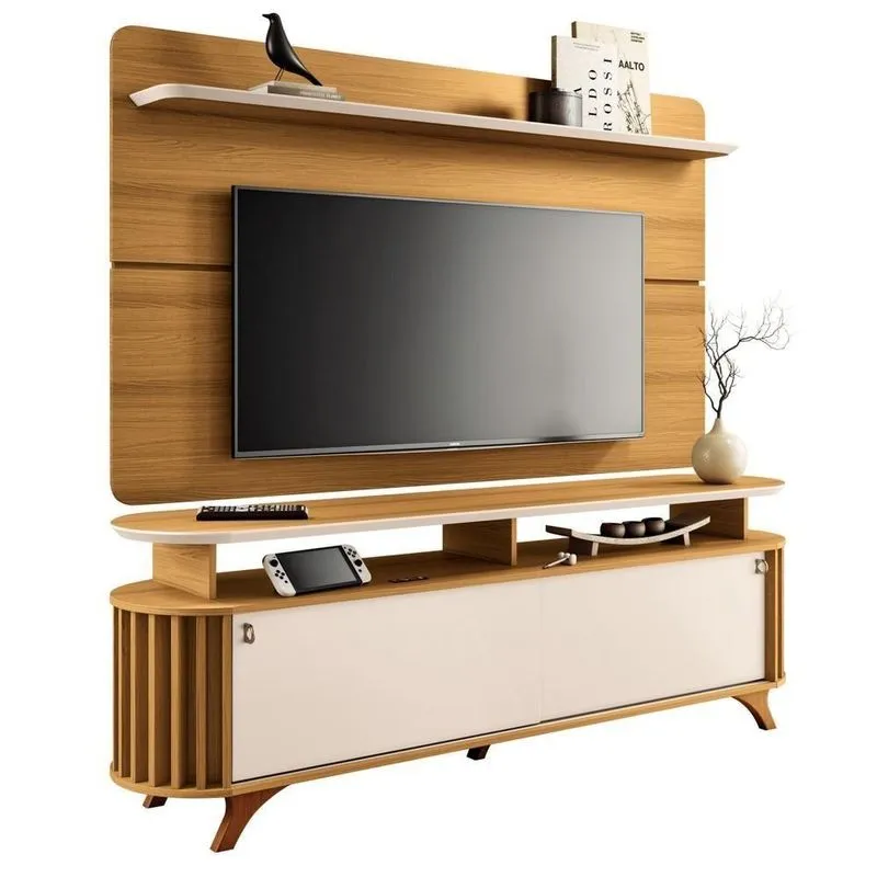 Painel De Tv 70 Pol Hera E Bancada Elva H01 Off-cinamomo - Mpozenato
