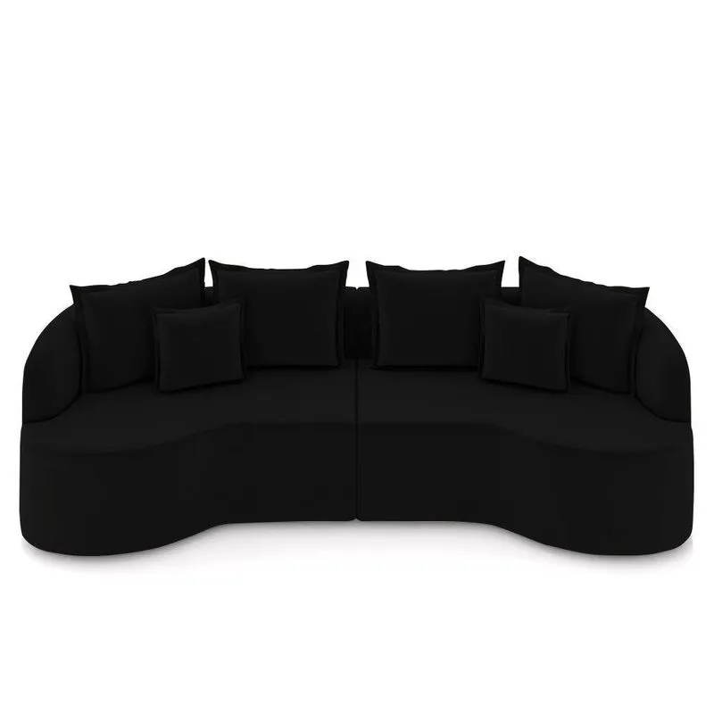 Sofá 3 Lugares 210cm Orgânico Quito K04 Veludo Preto - Mpozenato