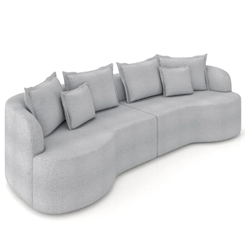 Sofá 3 Lugares 210cm Orgânico Quito K04 Bouclê Cinza - Mpozenato