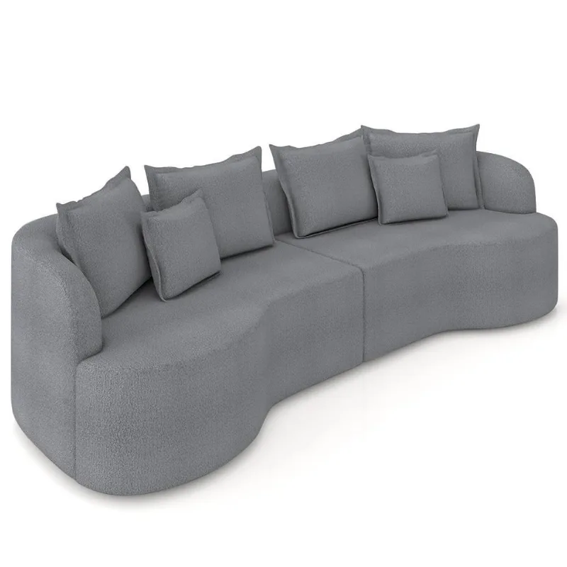 Sofá 3 Lugares 210cm Orgânico Quito Z08 Boucle Grafite - Mpozenato
