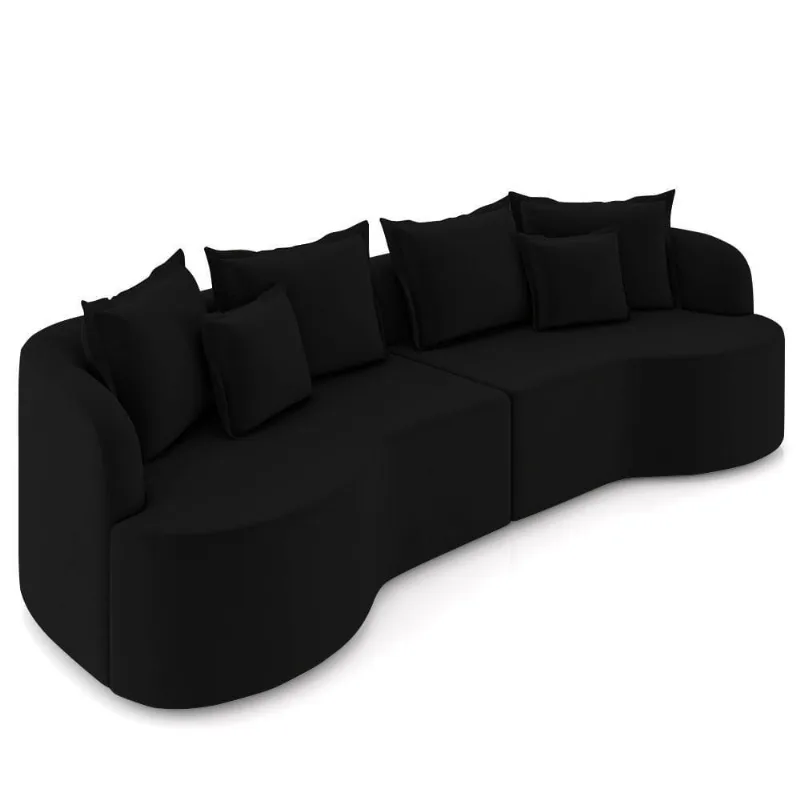 Sofá 4 Lugares 250cm Orgânico Quito K04 Veludo Preto - Mpozenato