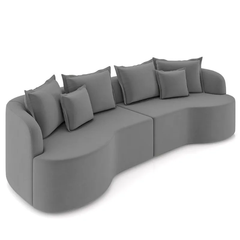 Sofá 4 Lugares 290cm Orgânico Quito K04 Veludo Cinza - Mpozenato