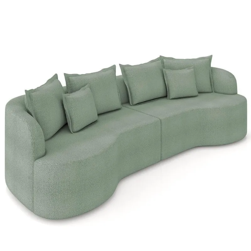 Sofá 4 Lugares 290cm Orgânico Quito K04 Boucle Verde - Mpozenato