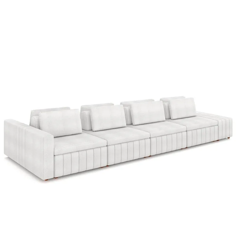 Sofá Ilha E Puff Sala Living 465cm Siesta M22 Boucle Branco - Mpozenato