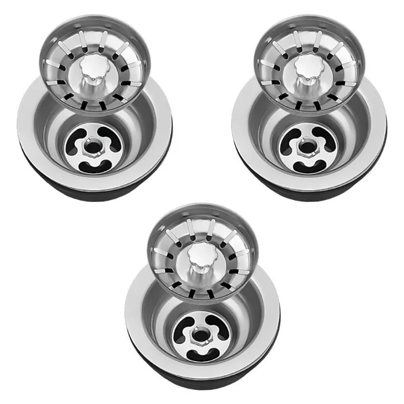 Válvula Para Pia Kit 3 Aço Inox 3.1/2 G01 Cromado - Mpozenato