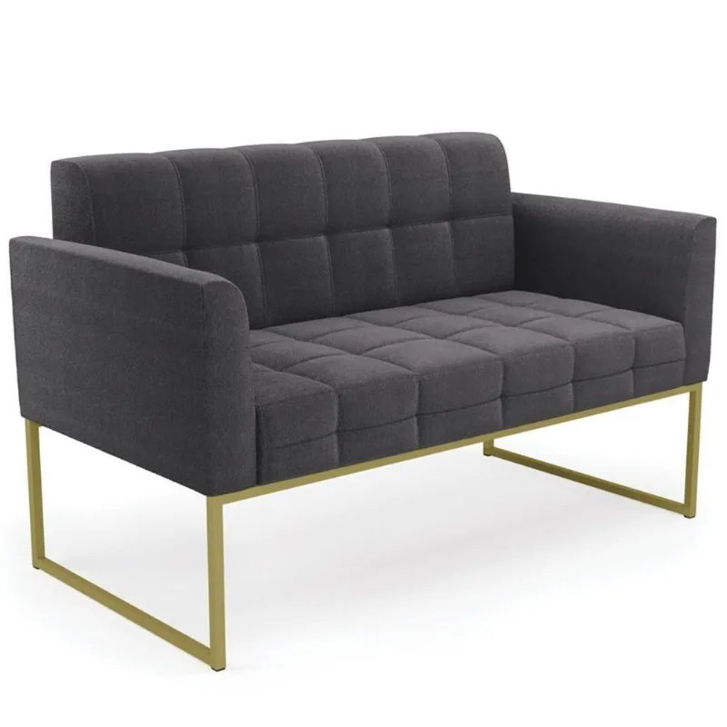 Sofá Namoradeira Base Industrial Dourado Ana Bouclé Grafite - Ibiza