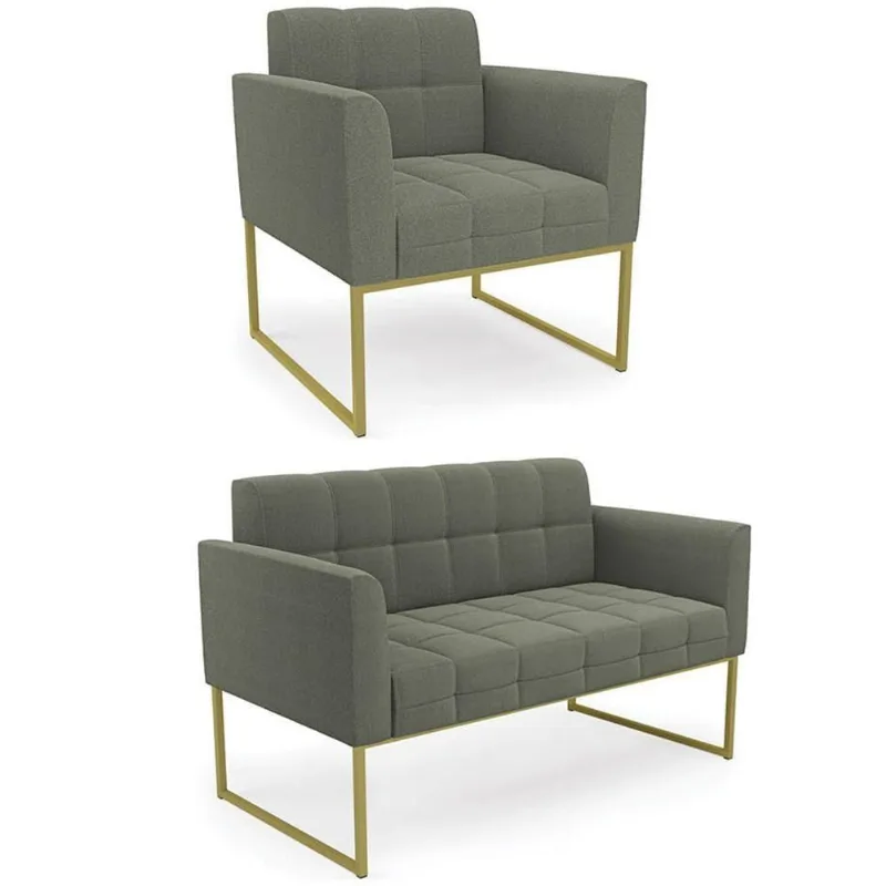Namoradeira E Poltrona Industrial Dourado Ana Bouclé Menta - Ibiza