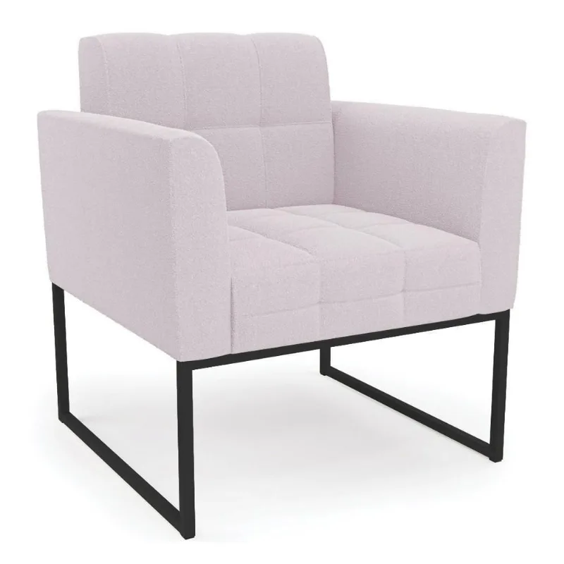 Poltrona Para Sala Base Industrial Preto Ana Bouclé Rosê - Ibiza