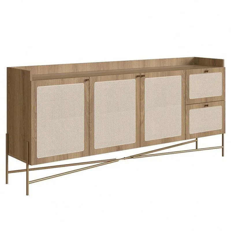 Balcão Aparador Buffet 3 Portas Pé Metal Arlo A10 Hanover-dourado - Mpozenato
