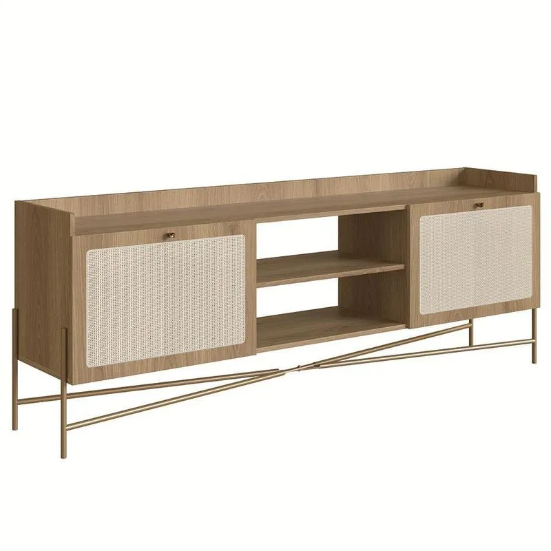 Rack Para Sala Bancada De Tv 70 Pol Pé Metal Arlo Hanover-dourado - Mpozenato