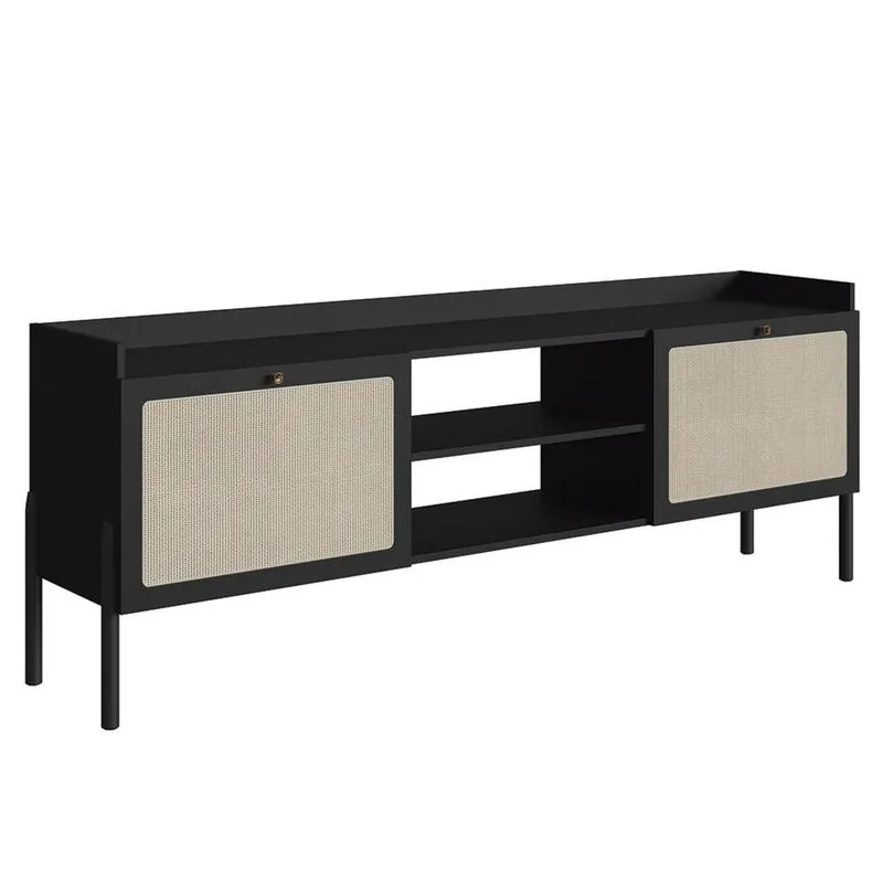 Rack Para Sala Bancada De Tv 65 Pol Pés Madeira Arlo A10 Nero/Preto - Mpozenato