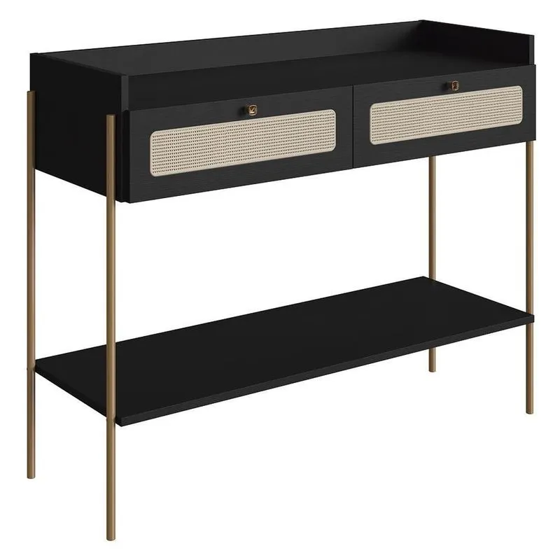 Aparador Para Sala 2 Gavetas Pé Metal Arlo A10 Nero/dourado - Mpozenato