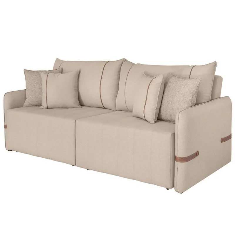 Sofá Cama Retrátil 200cm Essence D05 Linho Bege/camel - Mpozenato