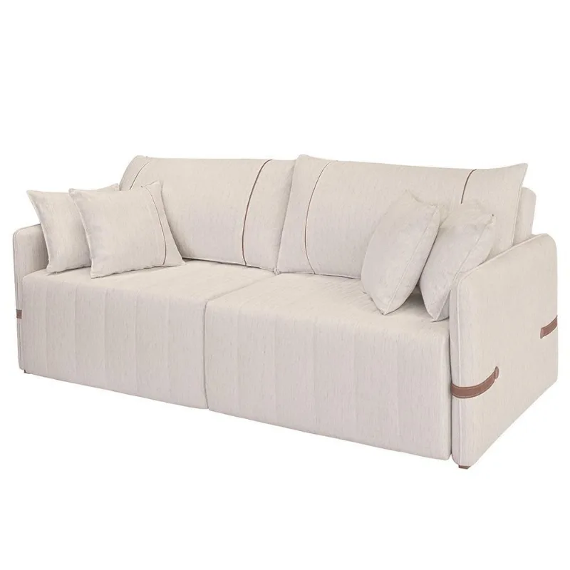 Sofá Cama Retrátil 220cm Essence D05 Linho Cru/camel - Mpozenato