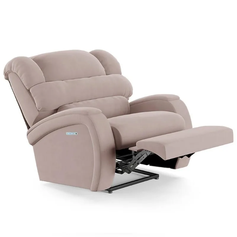 Poltrona Do Papai Reclinável Kalie Elétrica Botão Led Massagem Fh9 Veludo Rosê - Mpozenato