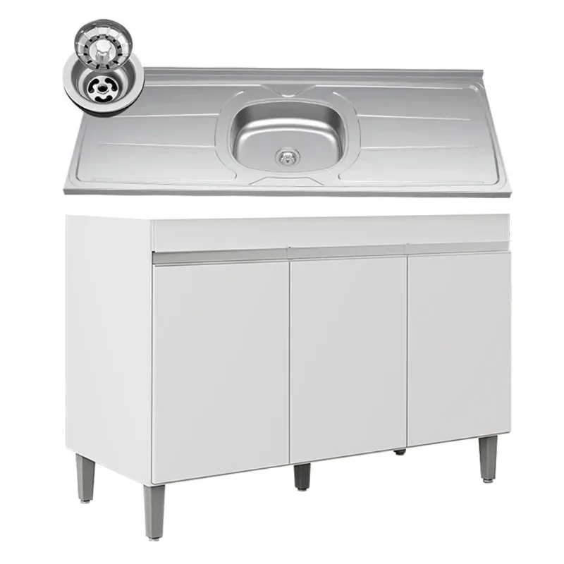 Balcão De Cozinha Com Pia Inox 120cm 3 Portas Manu Branco - Ajl Móveis