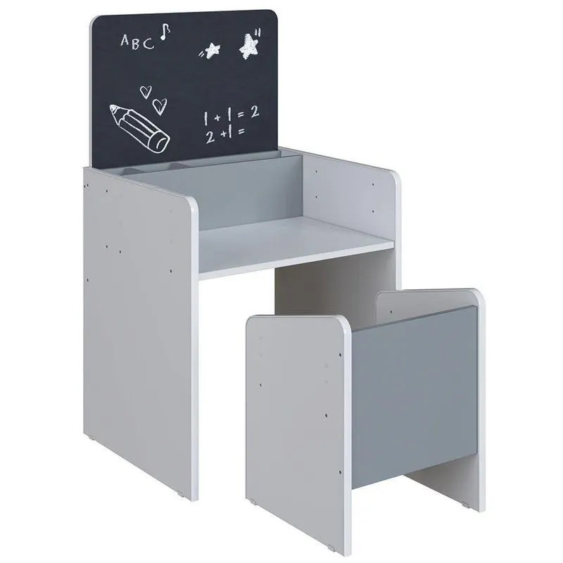 Mesa Infantil Com Lousa E Cadeira Little C06 Branco-azul - Mpozenato