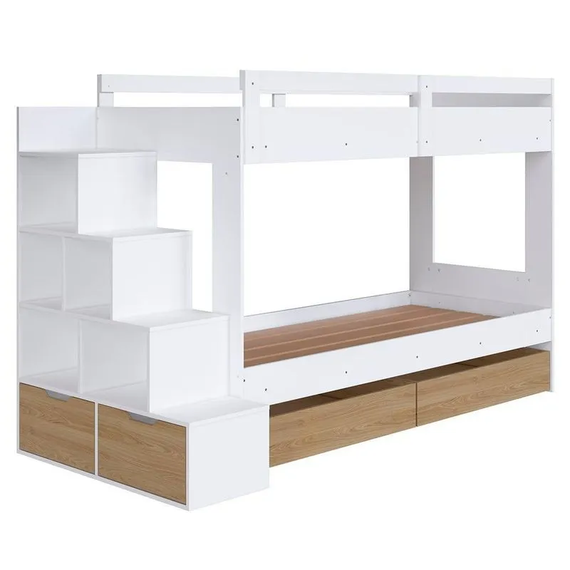Beliche Infantil Com Escada E 4 Gavetas Infix C06 Branco-aveiro - Mpozenato