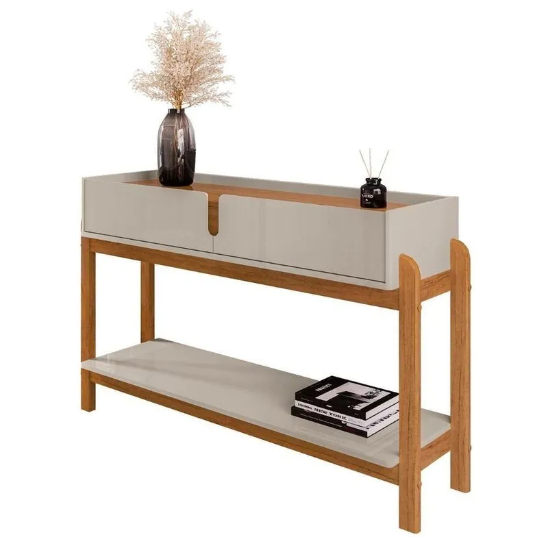 Aparador De Sala 2 Gavetas 130cm Nay C14 Off White-cedro - Mpozenato