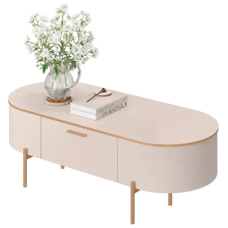Mesa De Centro Para Sala Pés Metálicos Clover D04 Off White - Mpozenato