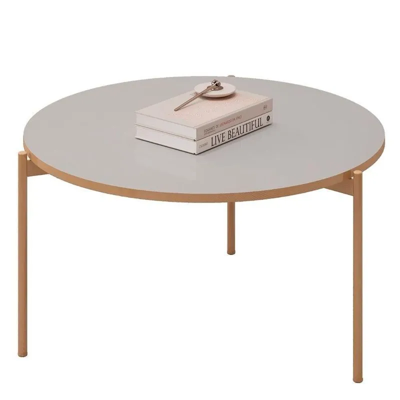 Mesa De Centro Redonda Para Sala Pé Metal Nala D04 Bali - Mpozenato