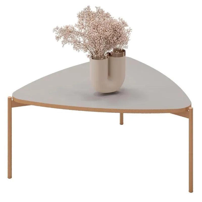 Mesa De Centro Orgânica Para Sala Pé Metal Zira D04 Bali - Mpozenato