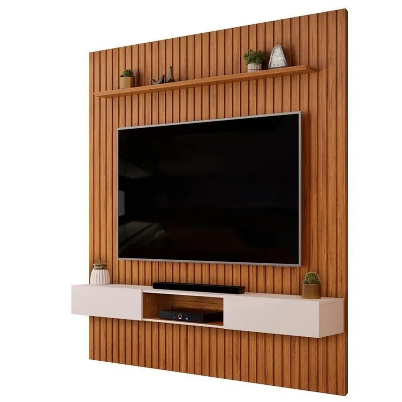 Painel Tv 75 250cm Bancada Suspensa Noah D04 Freijó-off - Mpozenato
