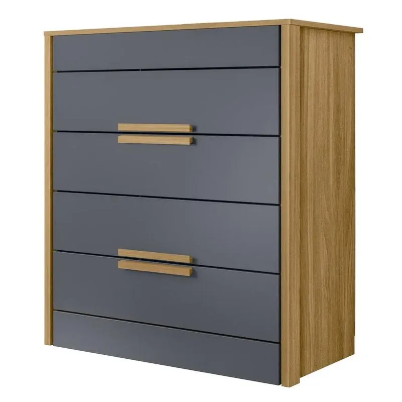 Cômoda Para Quarto 4 Gavetas 86cm Pavia Z17 Freijó/cinza - Mpozenato