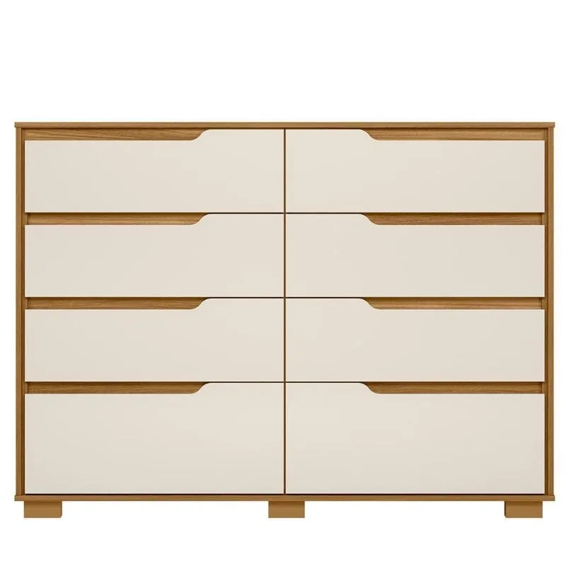 Cômoda Para Quarto 8 Gavetas 147cm Parma M07 Freijó-off White - Mpozenato