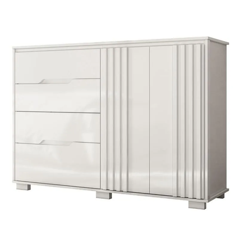 Cômoda Para Quarto 4 Gavetas 147cm Gênova M07 Branco - Mpozenato