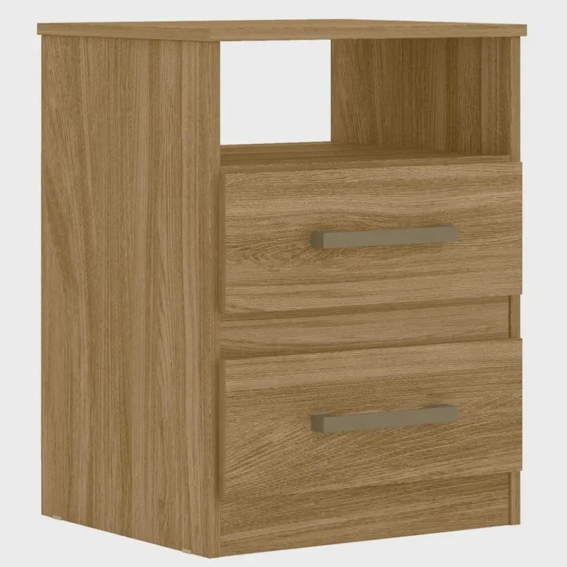 Mesa de Cabeceira Para Quarto 2 Gavetas Ares M07 Freijó - Mpozenato