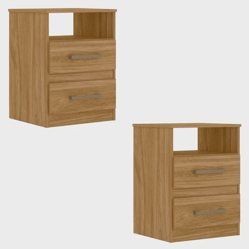Mesa de Cabeceira Para Quarto 2 Gavetas Kit 2 Ares M07 freijó - Mpozenato