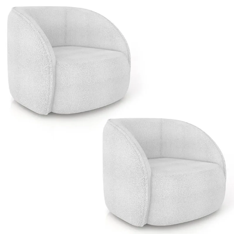 Poltrona Para Sala Orgânica Kit 2 Zion M22 Boucle Branco - Mpozenato