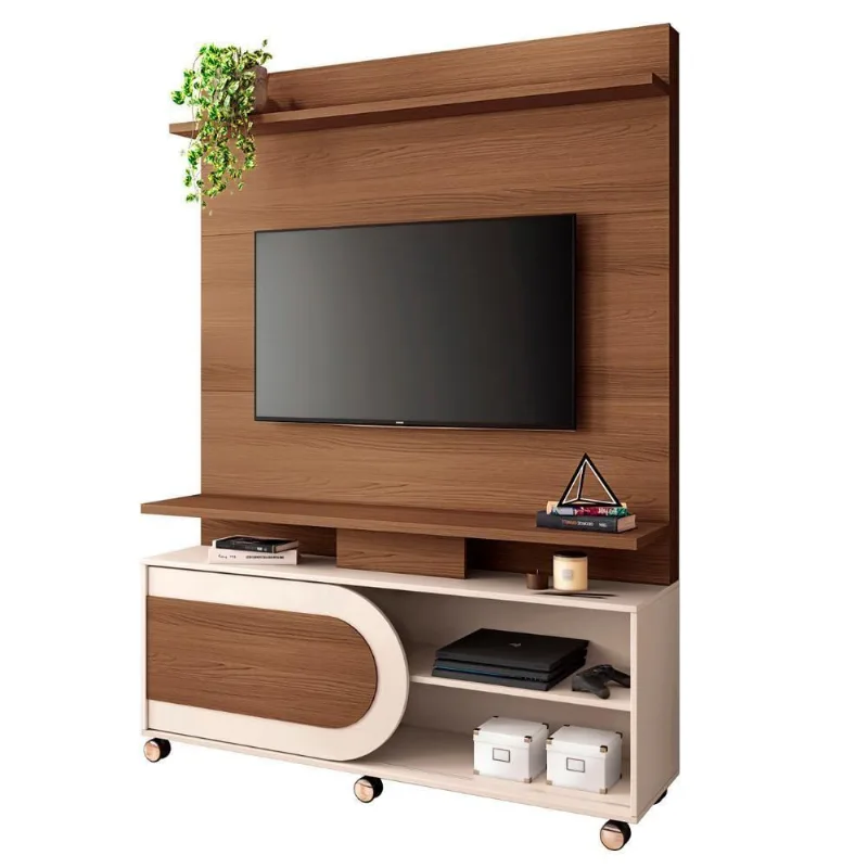 Estante Painel De Tv 55 Pol 136cm Urbe H01 Castanho-off White - Mpozenato - Mpozenato