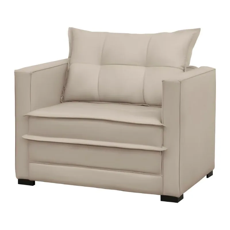 Sofá Cama Solteiro Berlim B10 Suede Bege - Mpozenato