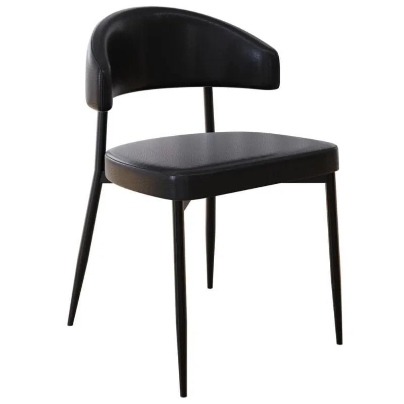 Cadeira De Jantar Estofada Fixa Chloe M25 Sintético Preto - Mpozenato - Mpozenato