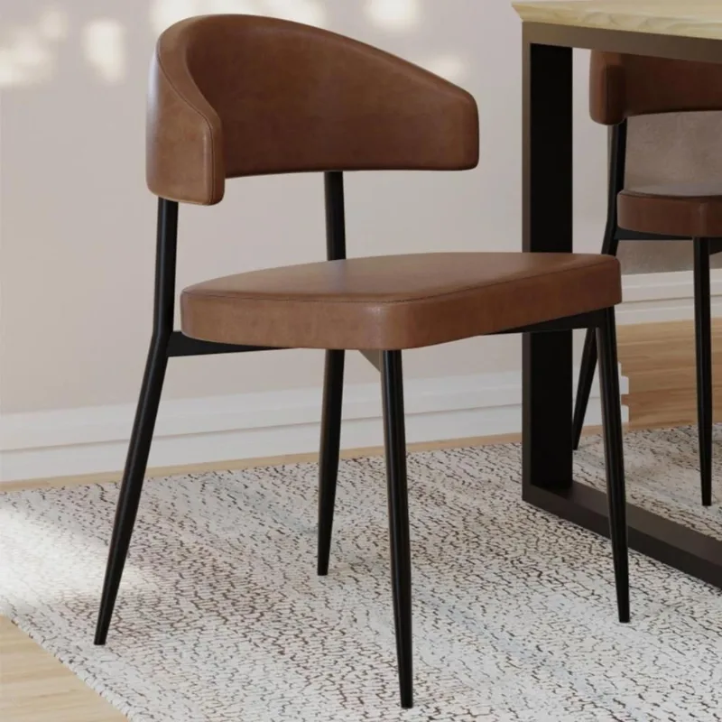 Cadeira De Jantar Estofada Fixa Chloe M25 Sintético Marrom - Mpozenato - Mpozenato