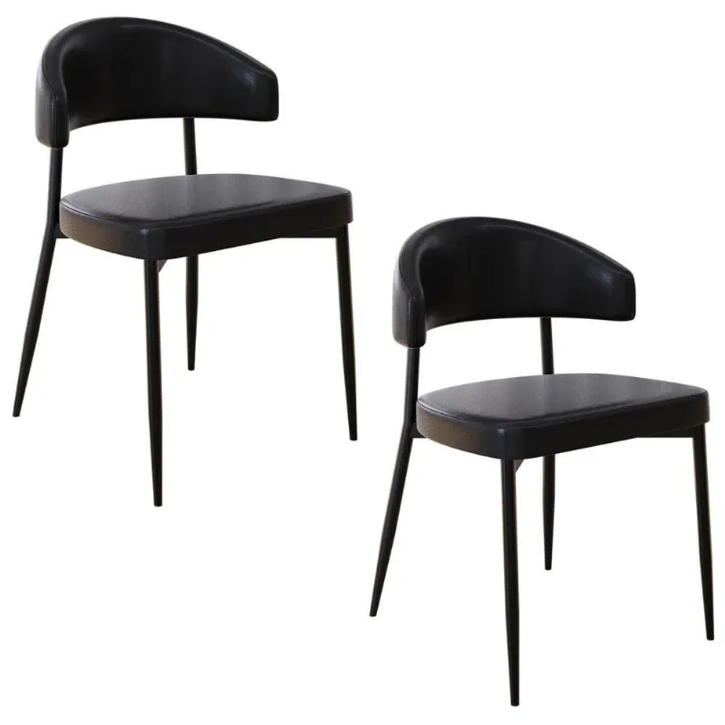 Cadeira De Jantar Estofada Kit 2 Chloe M25 Sintético Preto - Mpozenato - Mpozenato